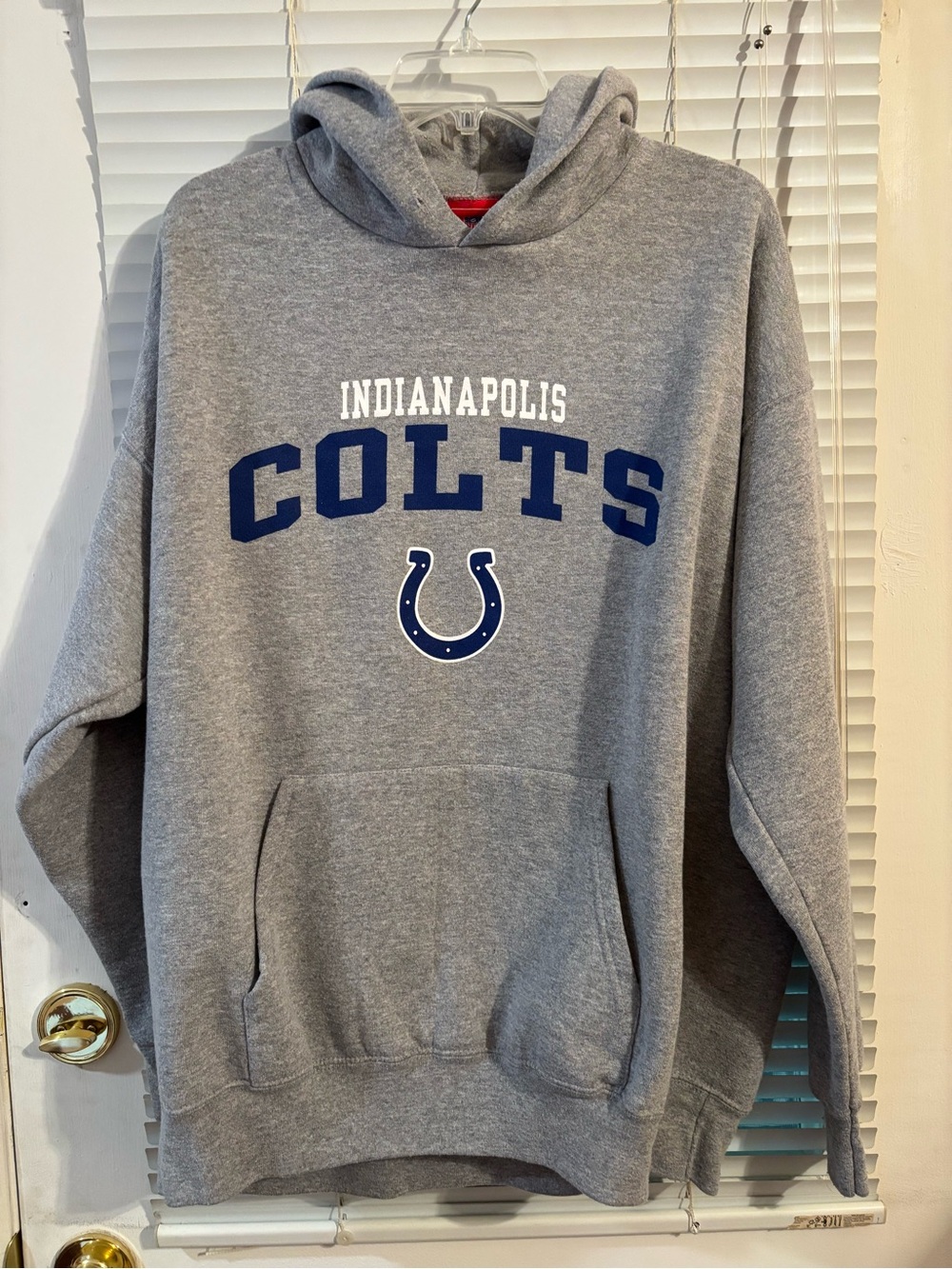 NFL Indianapolis Colts Gray and Navy Crewneck Hoodie